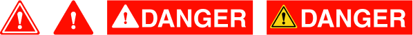 Safety Danger warning symbols.