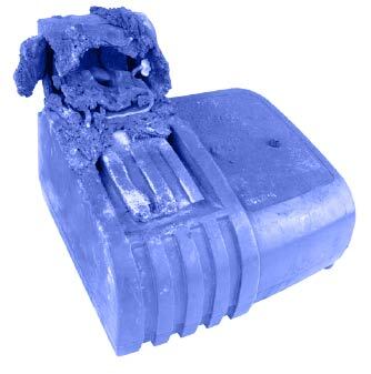 Counterfeit battery that overheated and melted.