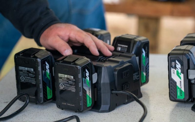 Battery charger charging 4 batteries.